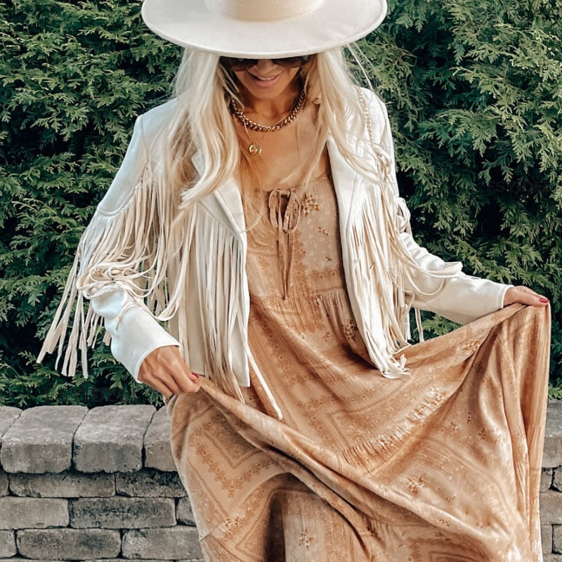 Suède Jas Dames Met Franjes Trendy Vest