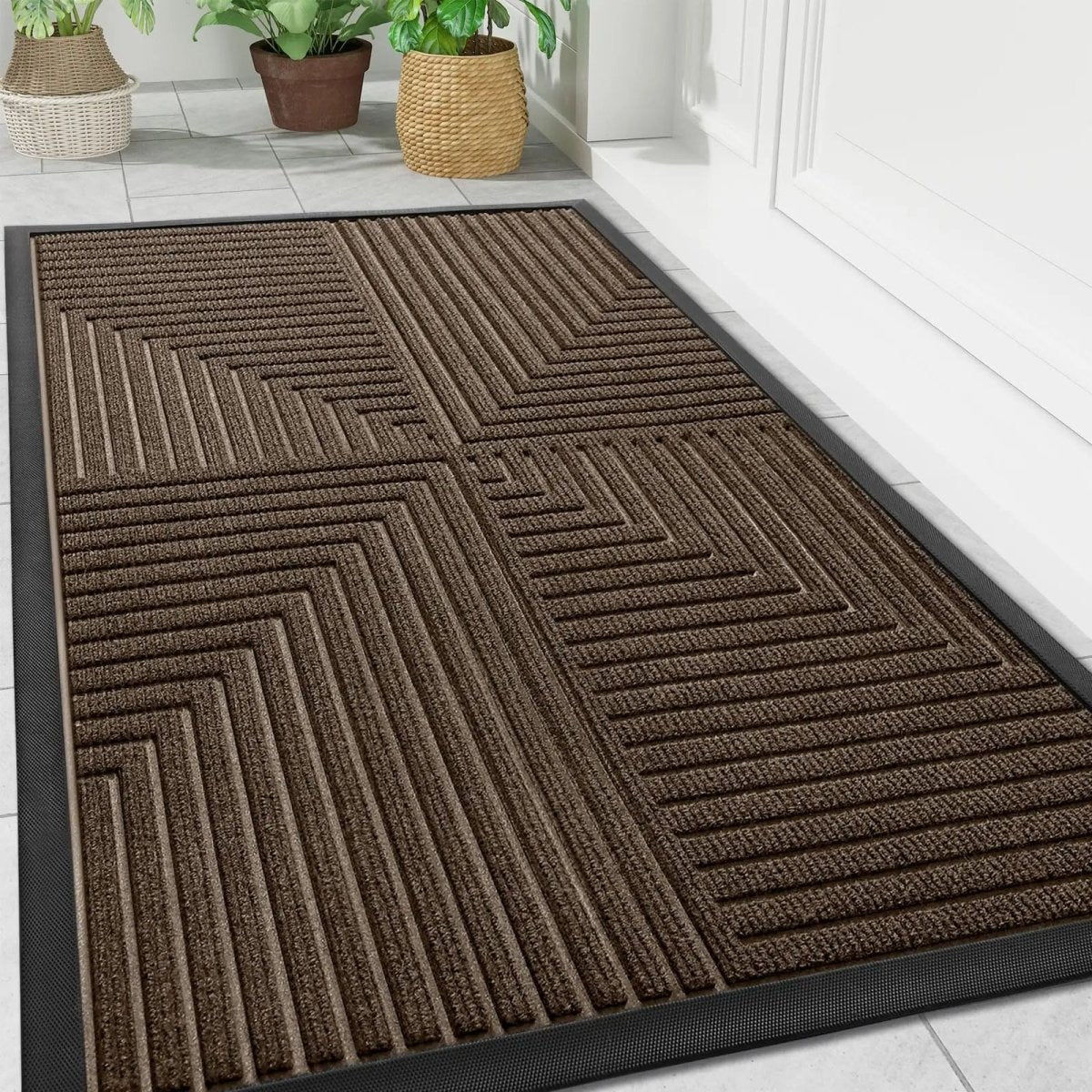 Antislip Deurmat Gestreept Design Vuilvangend Voor Drukke Entrees Hal Waterbestendig Duurzaam Vloerkleed