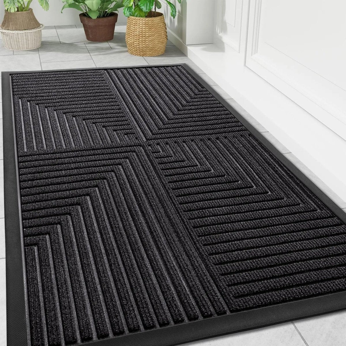 Antislip Deurmat Gestreept Design Vuilvangend Voor Drukke Entrees Hal Waterbestendig Duurzaam Vloerkleed