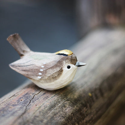Handgesneden Houten Vogelfiguurtje Scandinavische Stijl Roodborstje Decoratie
