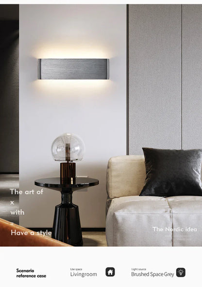 Ultra-dunne design wandlamp APHRODITE — moderne aluminium LED-wandverlichting met acryl kap