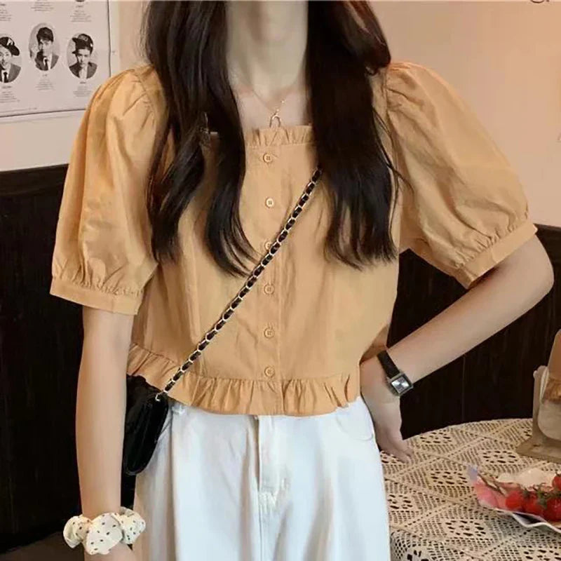 Vrouwelijke Zomer Blouse van Glanzend Katoen