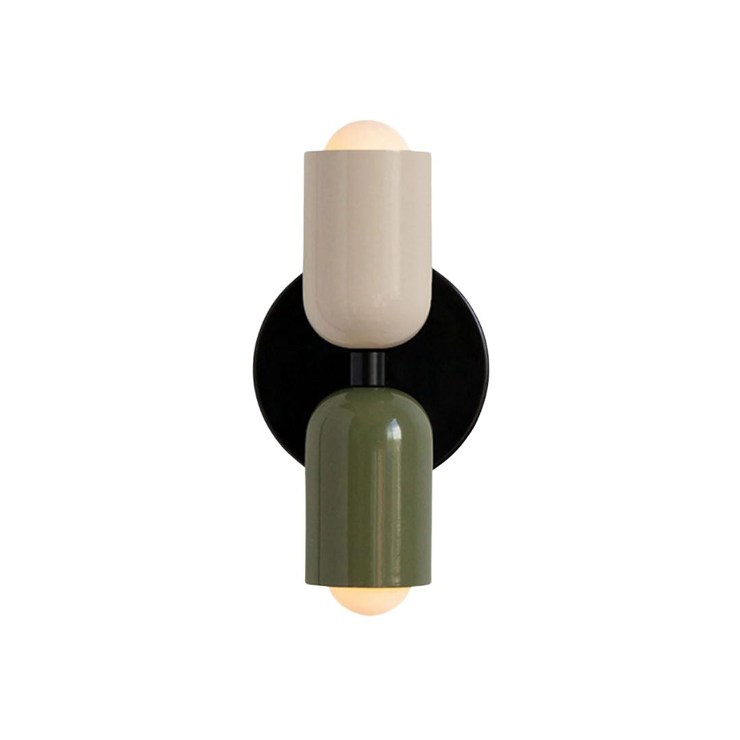 Louvel wandlamp glas dubbel lichtpunt groen wandverlichting woonkamer slaapkamer modern design up down verlichting compact 12 cm