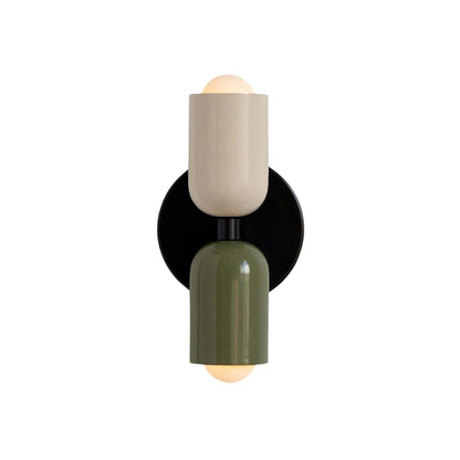Louvel wandlamp glas dubbel lichtpunt groen wandverlichting woonkamer slaapkamer modern design up down verlichting compact 12 cm