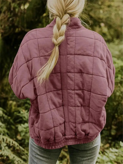 Dames Bomberjack Quilted Oversized met Rits en Zakken