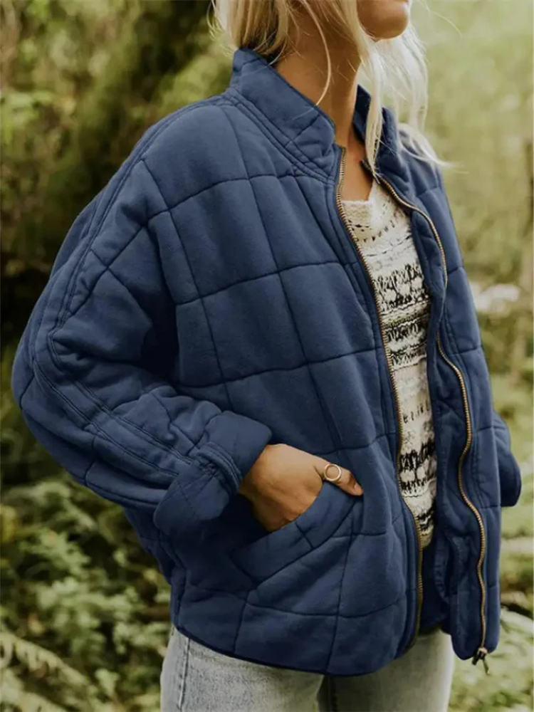 Dames Bomberjack Quilted Oversized met Rits en Zakken