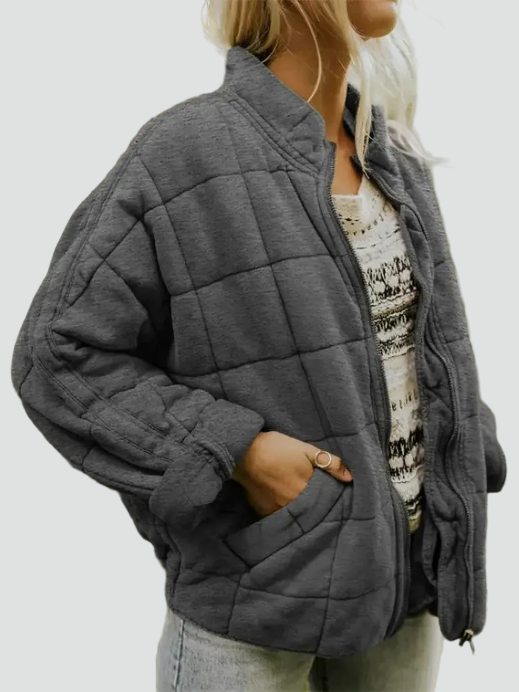 Dames Bomberjack Quilted Oversized met Rits en Zakken - StudioMarella