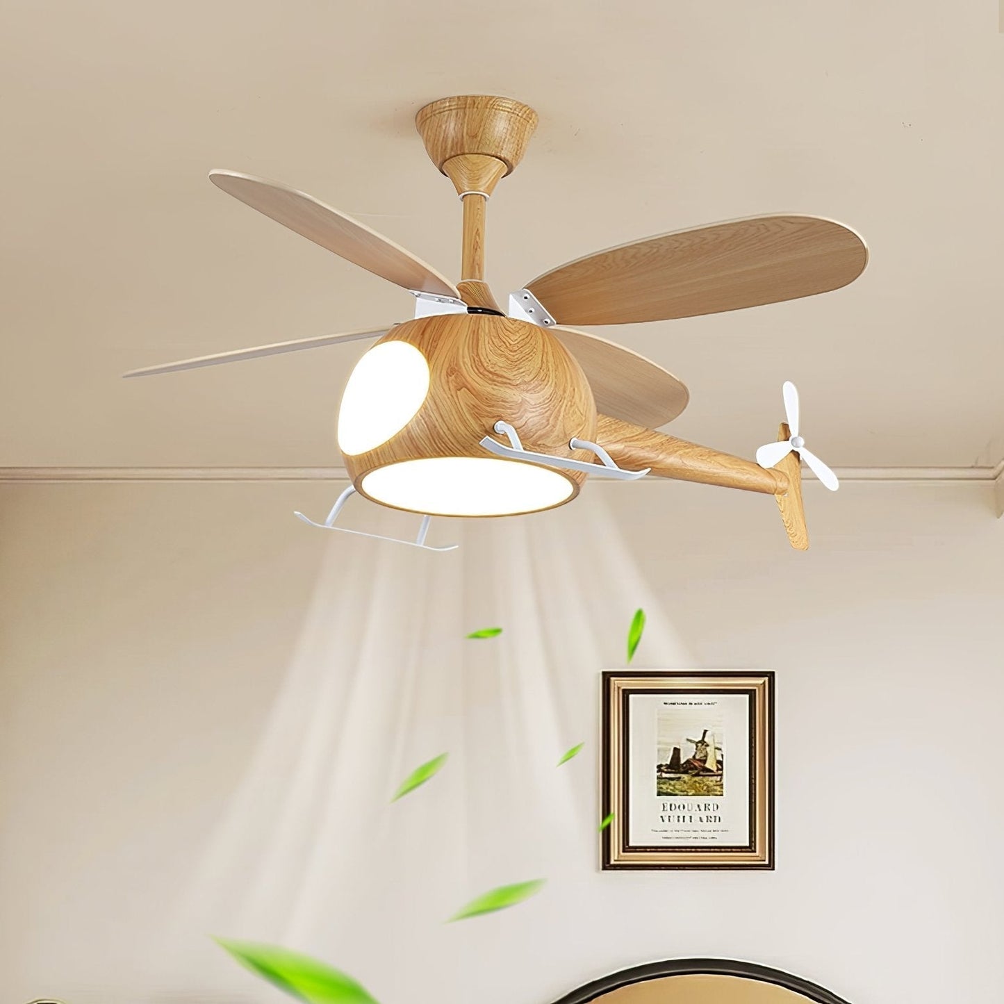 Moderne Plafondventilator met Verlichting Aviara Breeze – Ø70×H30 cm – 6 Snelheden – LED 35W – Walnoot & Houtkleur – Afstandsbediening – Kinderkamer & Woonkamer