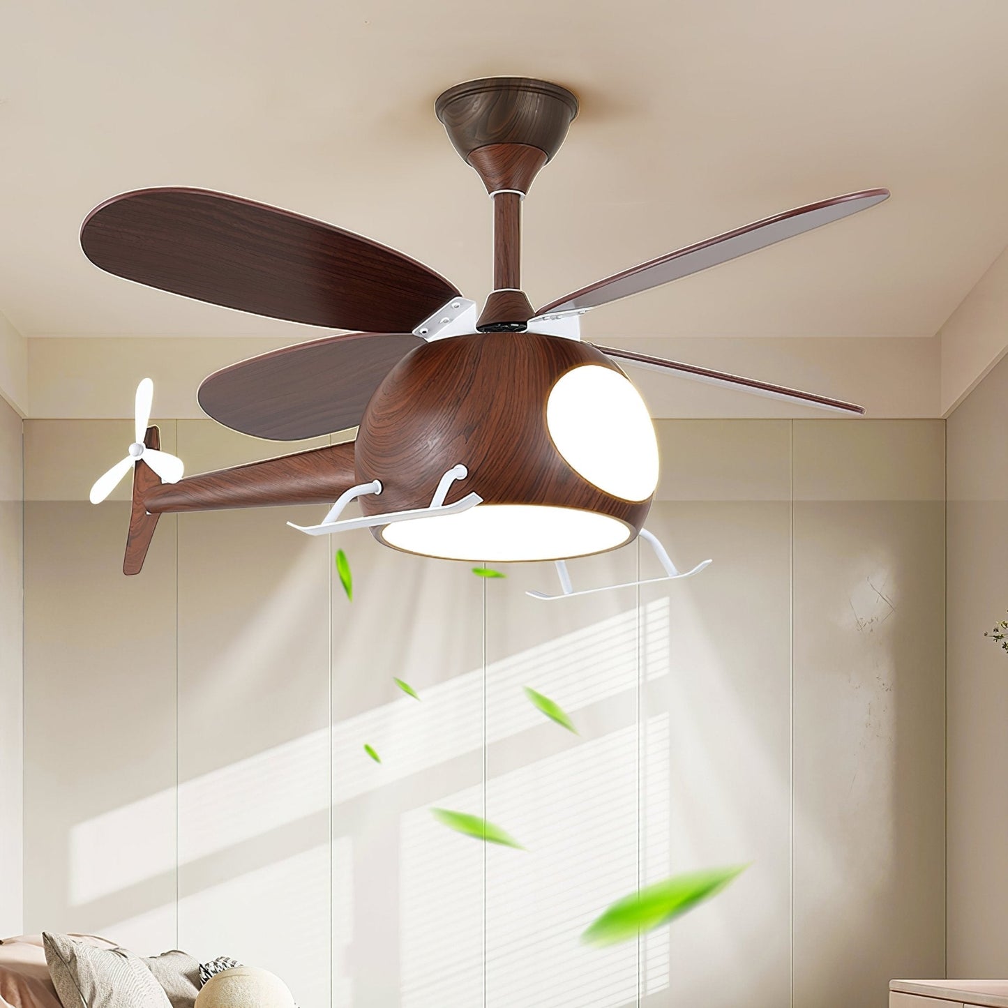 Moderne Plafondventilator met Verlichting Aviara Breeze – Ø70×H30 cm – 6 Snelheden – LED 35W – Walnoot & Houtkleur – Afstandsbediening – Kinderkamer & Woonkamer