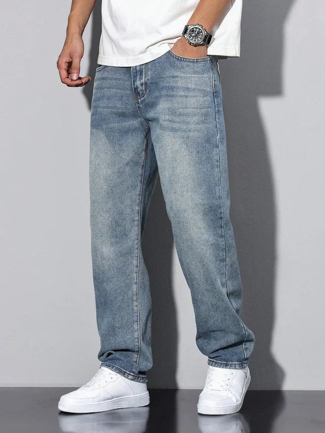 Heren Jeans Comfortabele Straight Leg Stijl - StudioMarella