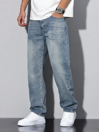 Heren Jeans Comfortabele Straight Leg Stijl - StudioMarella