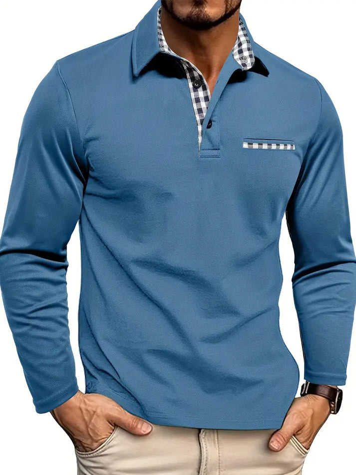 Heren Polo Overhemd | Lange Mouw & Verfijnde Details