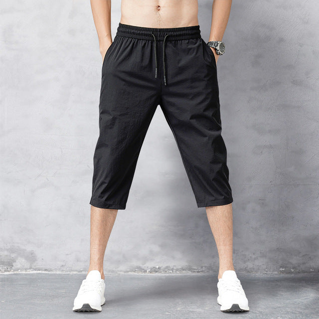 Heren Sportbroek 3/4 Lengte Zwart Sportieve Joggingbroek