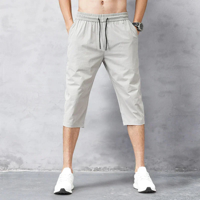 Heren Sportbroek 3/4 Lengte Zwart Sportieve Joggingbroek