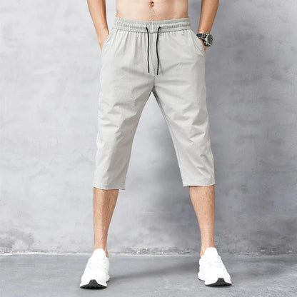 Heren Sportbroek 3/4 Lengte Zwart Sportieve Joggingbroek