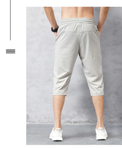 Heren Sportbroek 3/4 Lengte Zwart Sportieve Joggingbroek