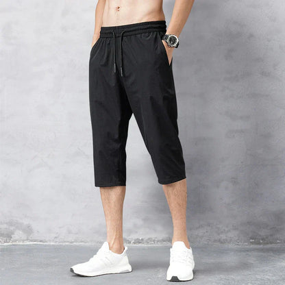 Heren Sportbroek 3/4 Lengte Zwart Sportieve Joggingbroek