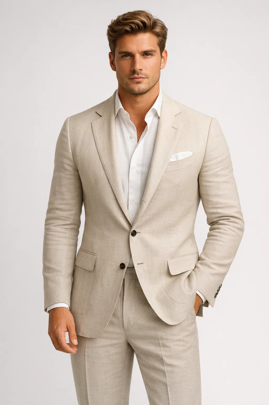 Blazer Heren - Elegant Licht Getailleerd Met Revers - StudioMarella
