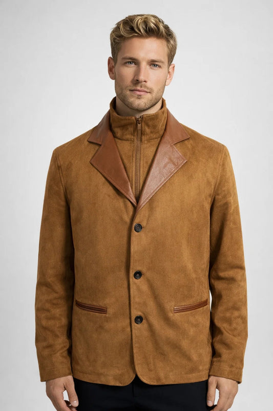 Herensuitjasje - Klassieke Blazer met Twee Knopen en Contrasterende Bies - StudioMarella