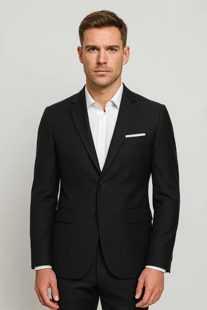 Blazer Heren Slim Fit Elegant Zwart Maatwerk