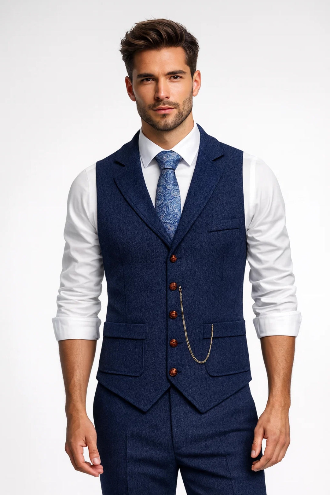 Heren Gilet Formeel Elegant Met Knoopsluiting