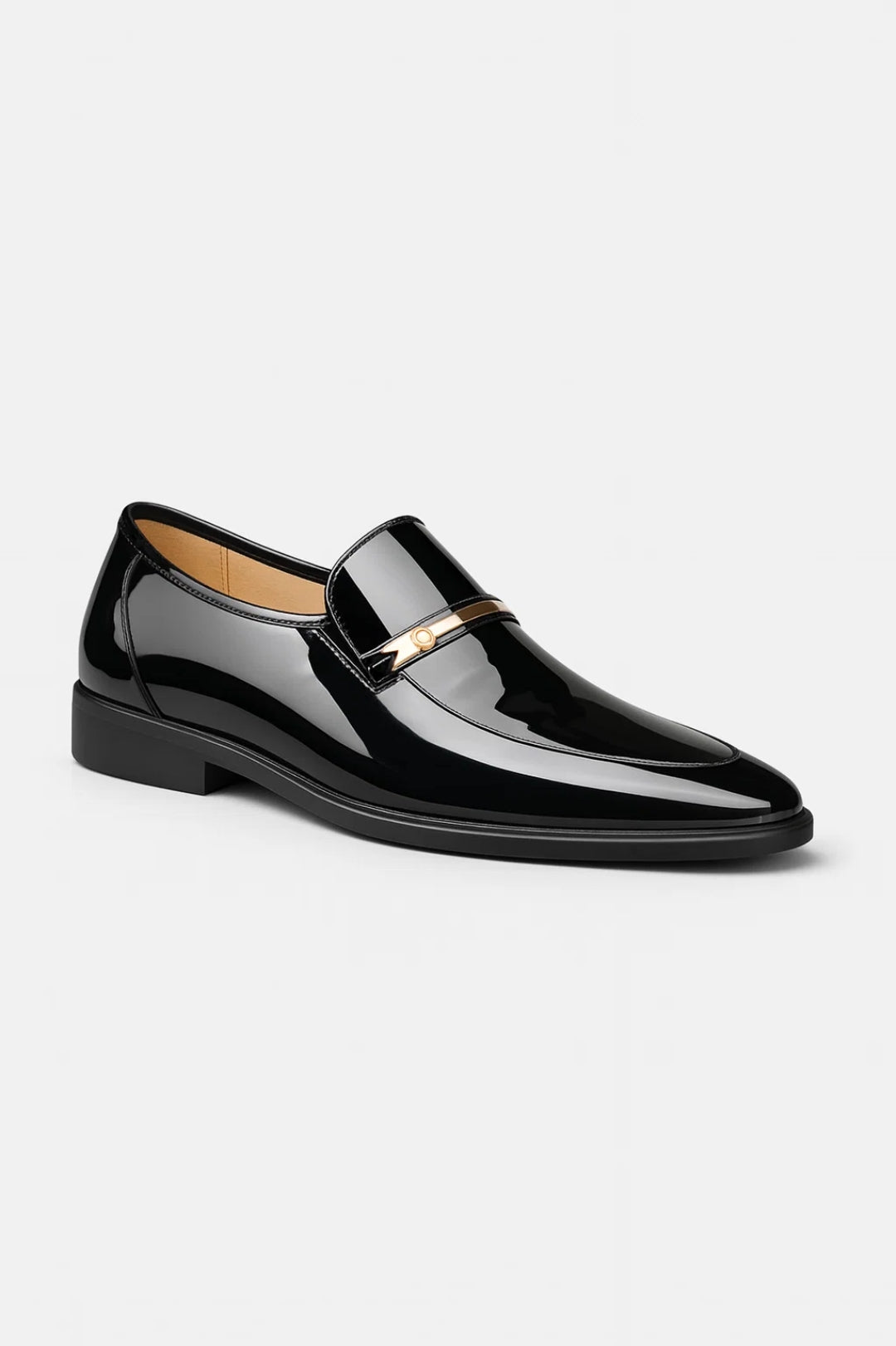 Heren Loafers Glanzend Leer Gouden Gesp Elegant - StudioMarella