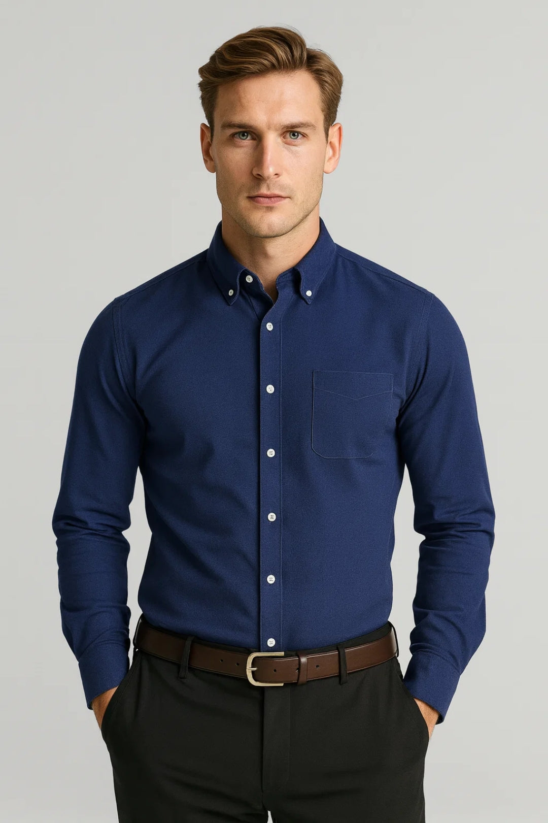 Heren Overhemd Lente Met Kraag Elegante Stijl