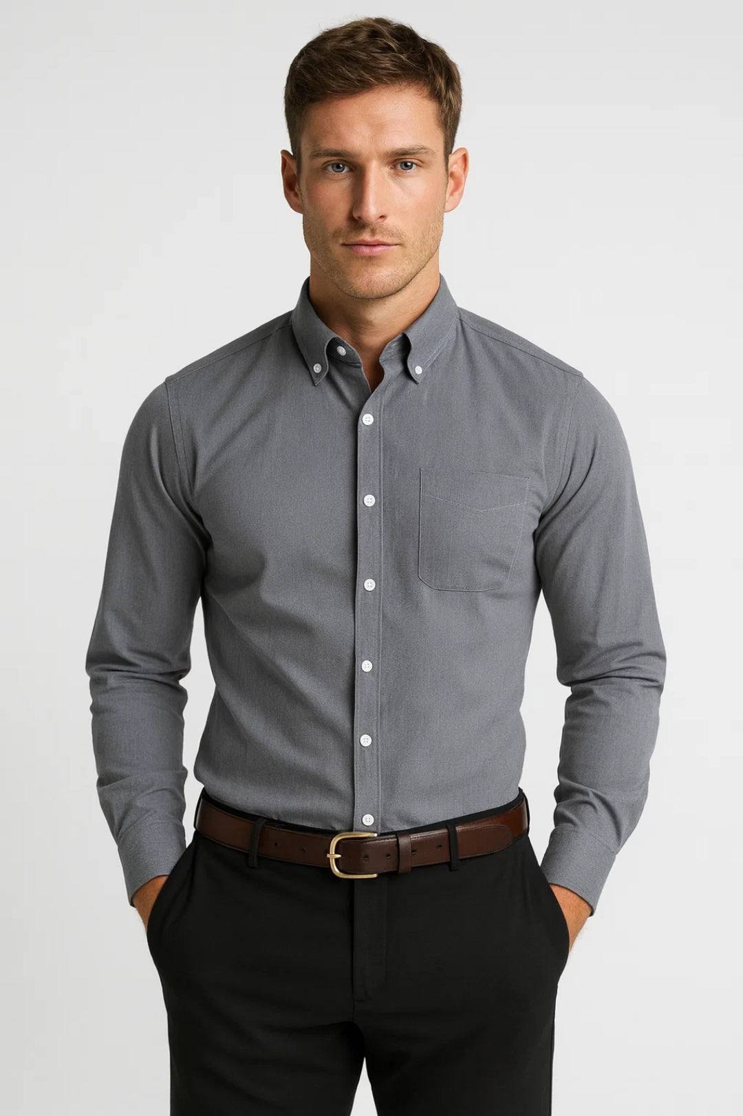 Heren Overhemd Lente Met Kraag Elegante Stijl