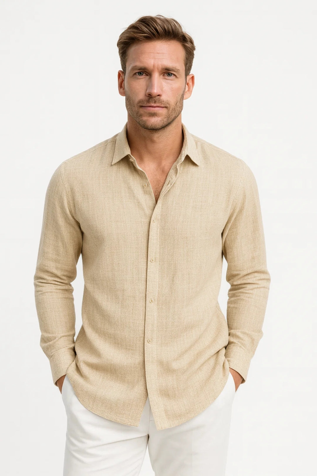 Mannen Overhemd Slim Fit Klassieke Kraag Casual Stijl