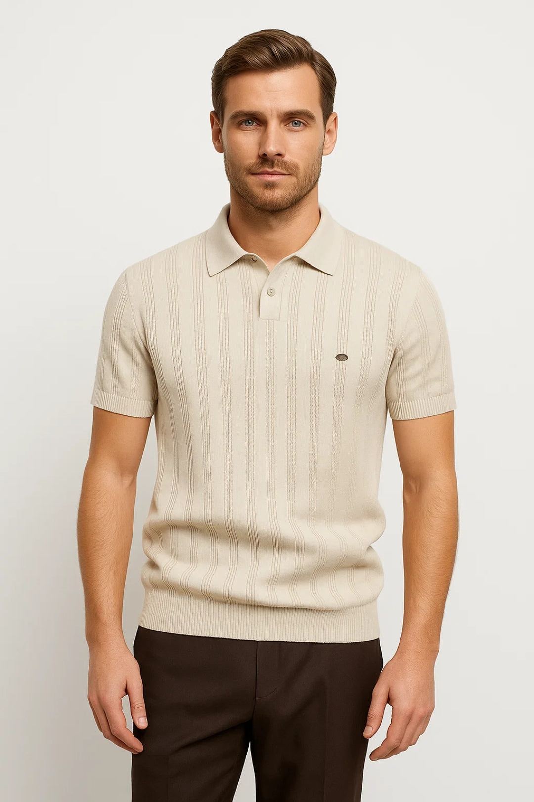 Heren Polo Korte Mouw Zomer Shirt Elegant Wit - StudioMarella