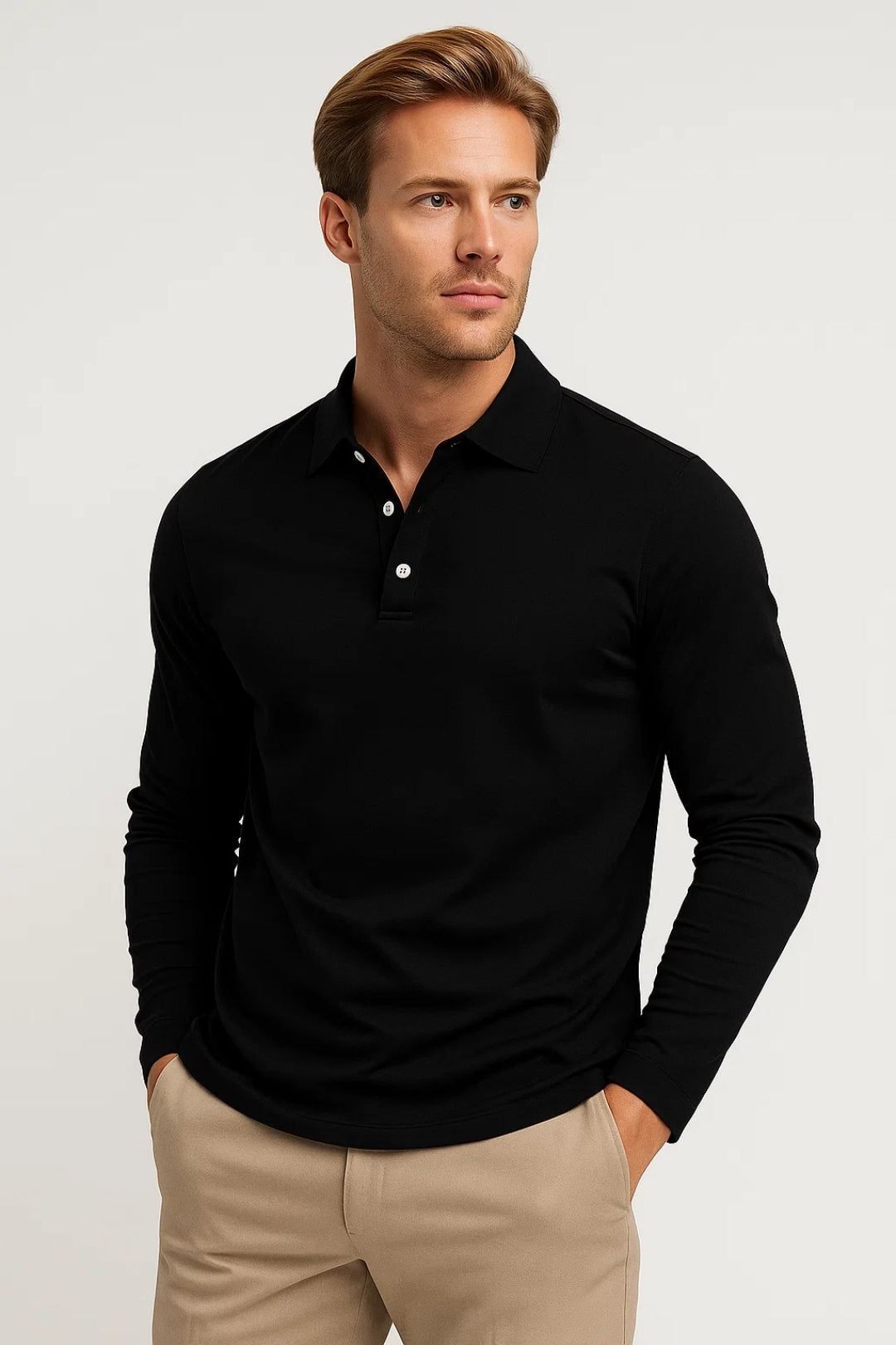 Herenshirt Lange Mouw Polo Kraag Slim Fit