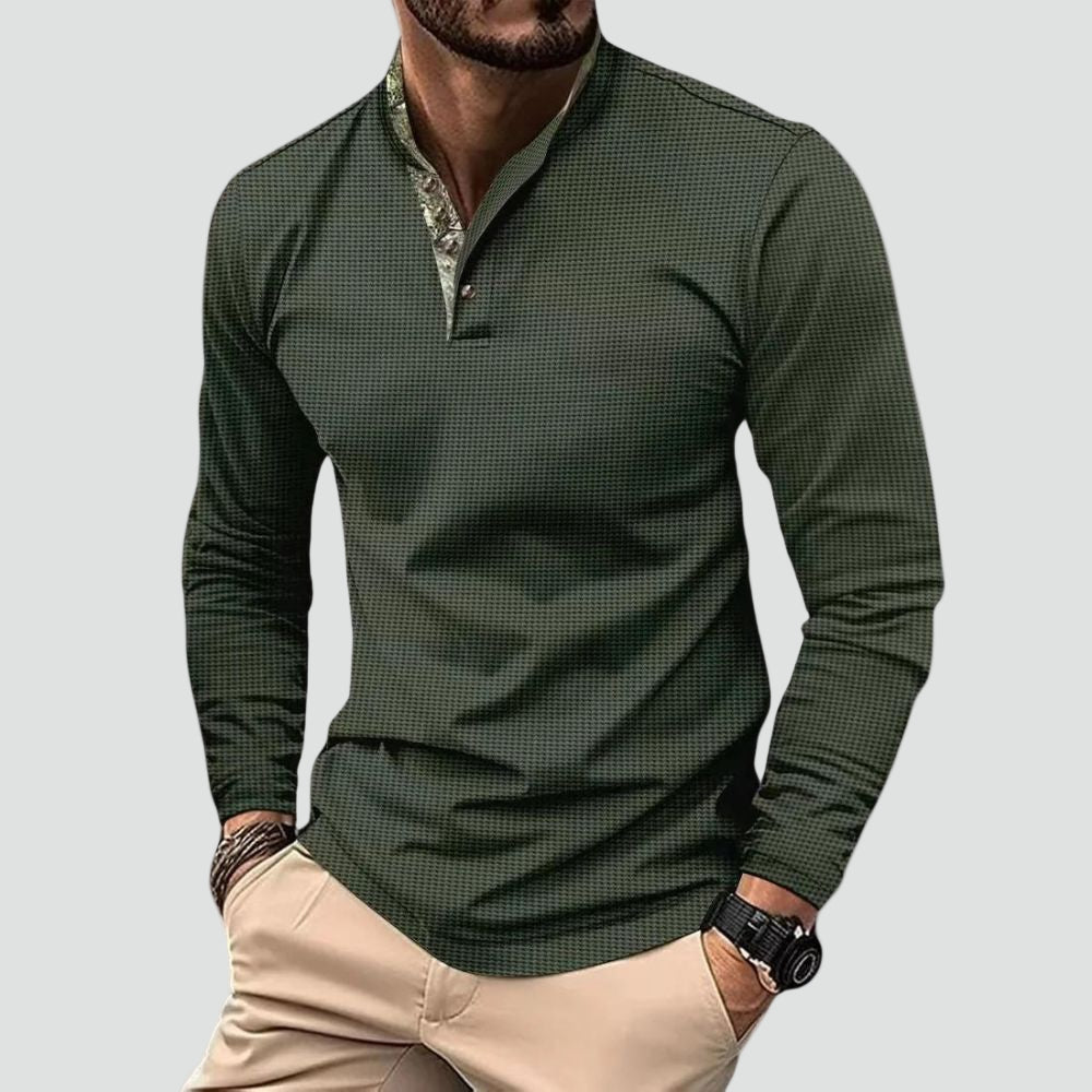 Heren Poloshirt Lange Mouwen Ademend Katoen