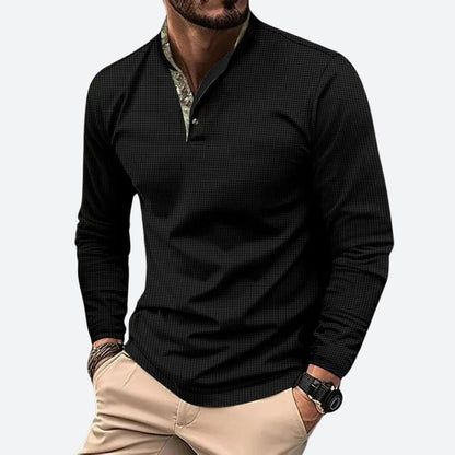 Heren Poloshirt Lange Mouwen Ademend Katoen