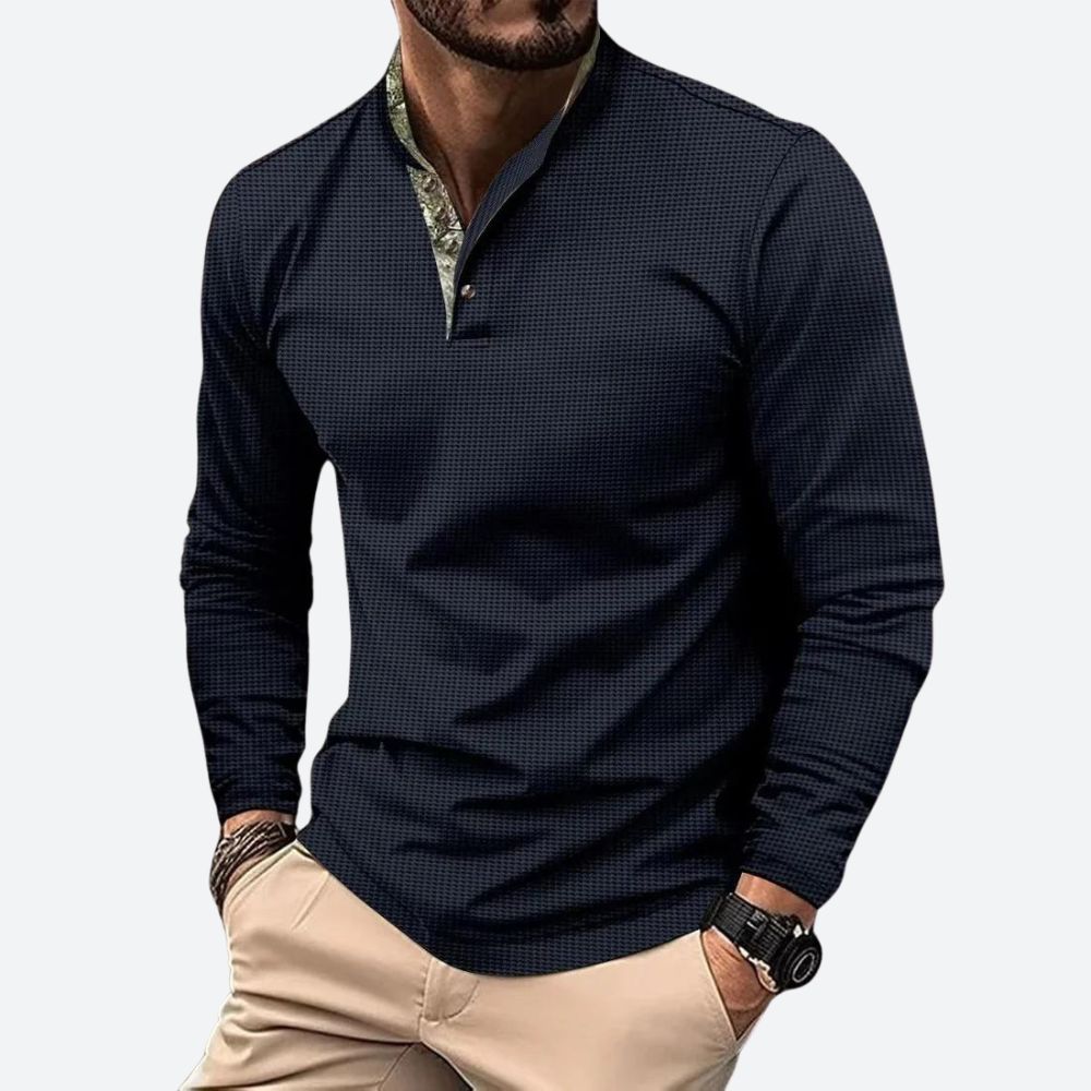 Heren Poloshirt Lange Mouwen Ademend Katoen