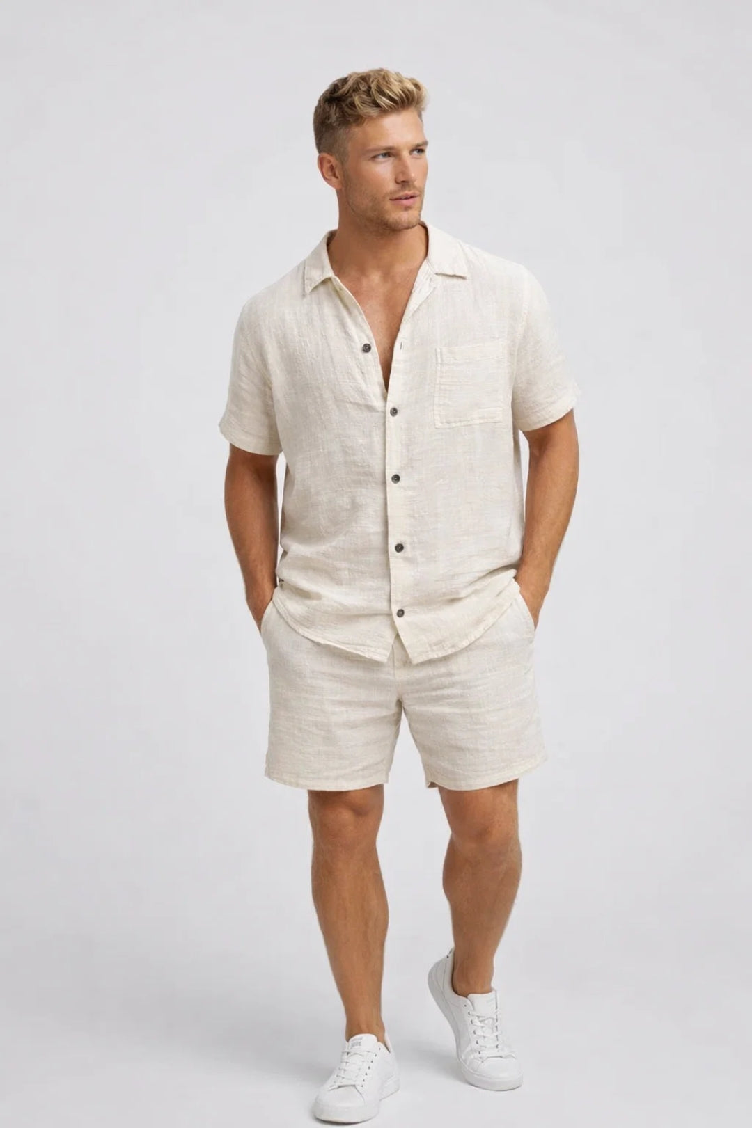 Heren Zomer Set Met Knoopjes Premium Kwaliteit
