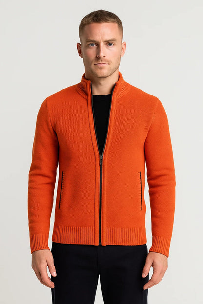 Heren Vest Gebreid met Zip en Opstaande Kraag Casual