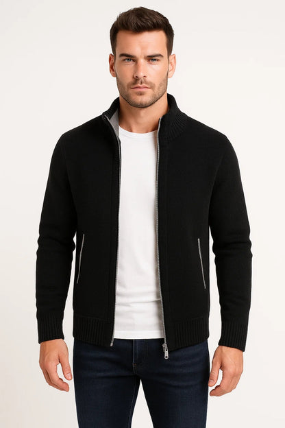 Heren Vest Gebreid met Zip en Opstaande Kraag Casual
