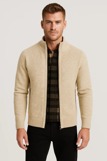 Heren Vest Gebreid met Zip en Opstaande Kraag Casual