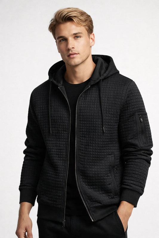 Heren Hoodie Ruitpatroon Met Mouwzak Casual Zip - StudioMarella