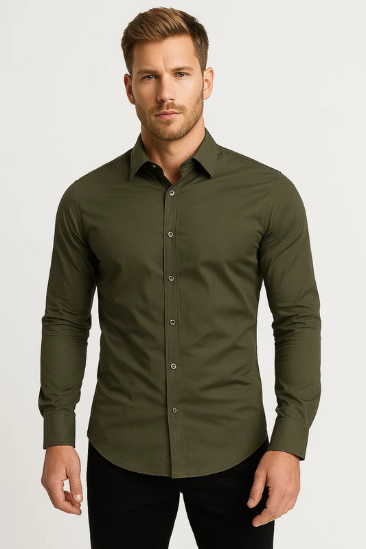 Heren Overhemd Slim Fit Lange Mouwen Casual Stijl - StudioMarella