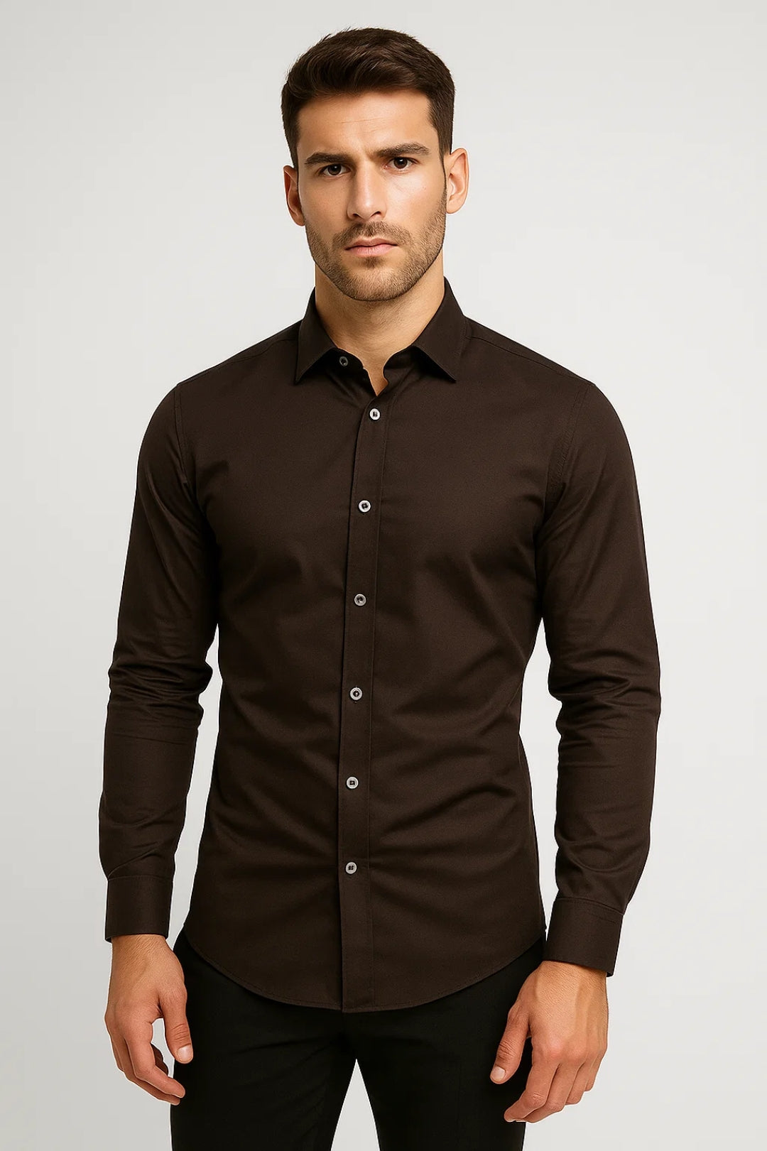 Heren Overhemd Slim Fit Lange Mouwen Casual Stijl