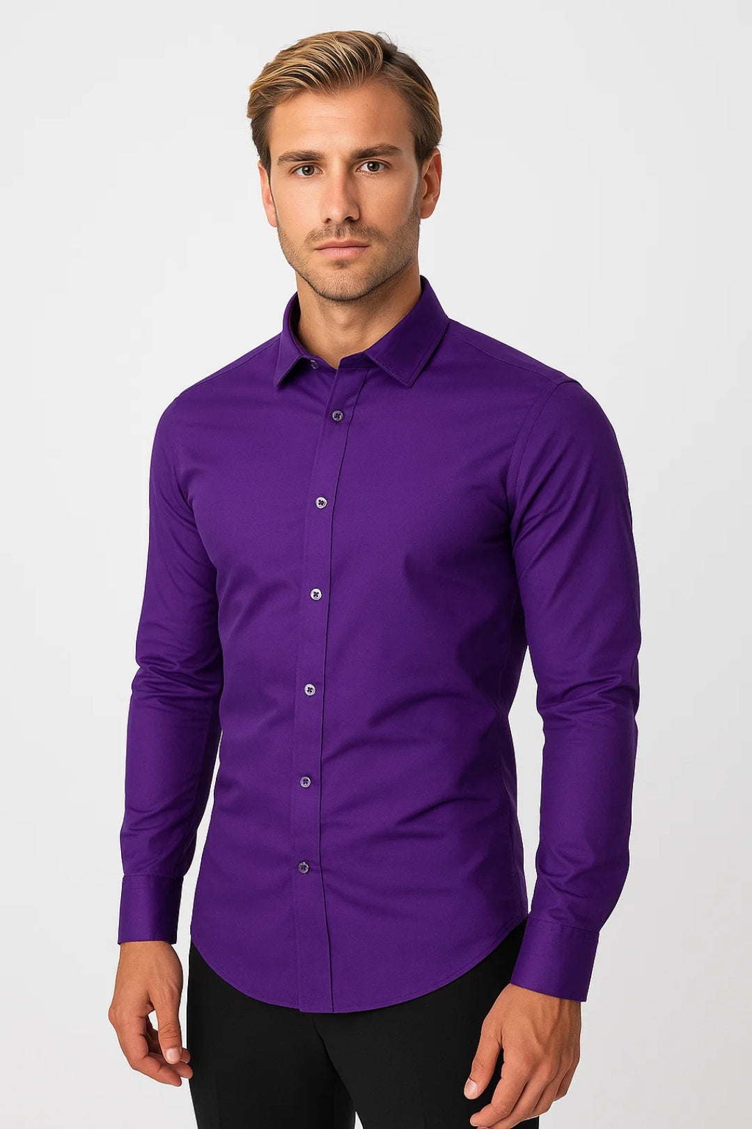 Heren Overhemd Slim Fit Lange Mouwen Casual Stijl