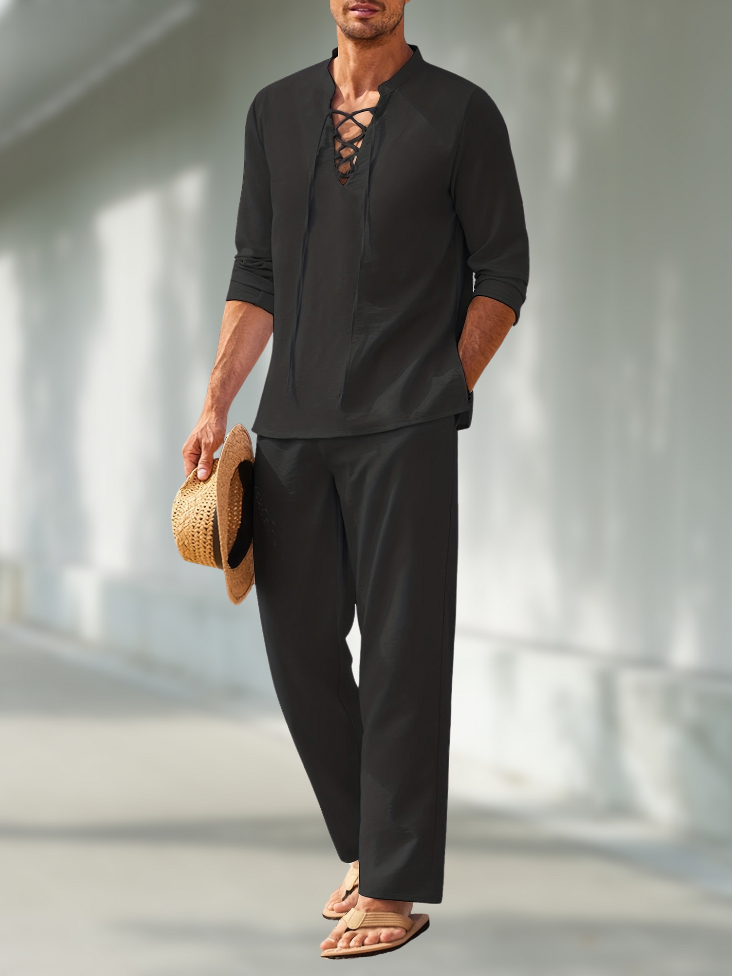 Herenstijl | V-hals Set – Lichtgewicht, Casual &amp; Comfortabel 1