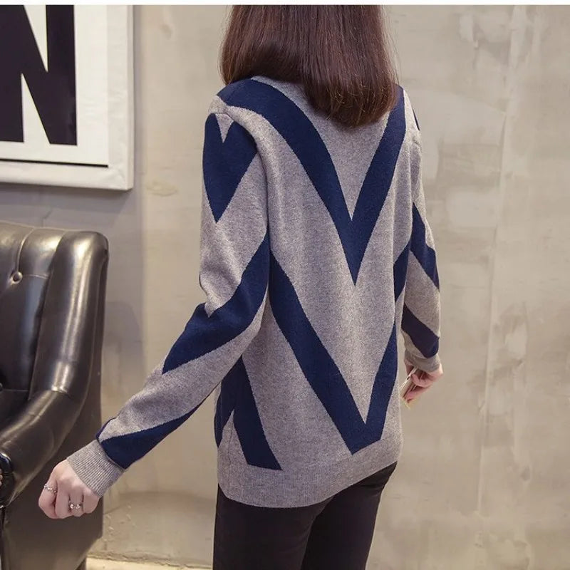 Lange Mouw Trui voor Vrouwen Geometrische Print