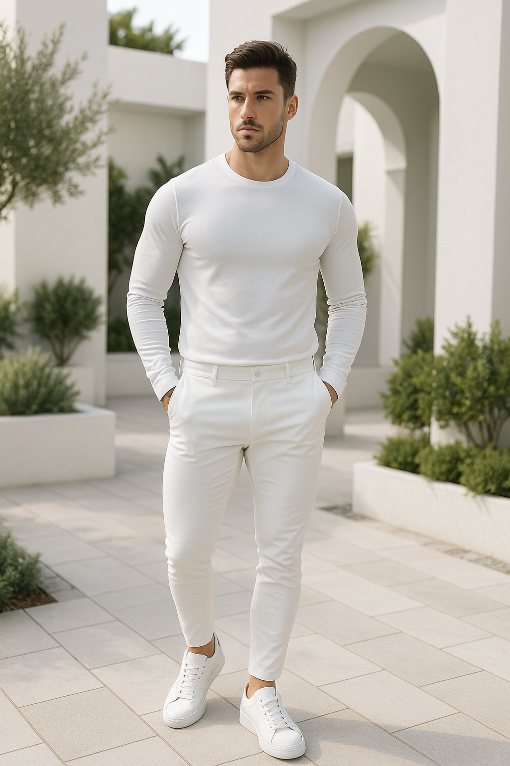 Witte Skinny Jeans Slim Fit Denim Broek voor Mannen