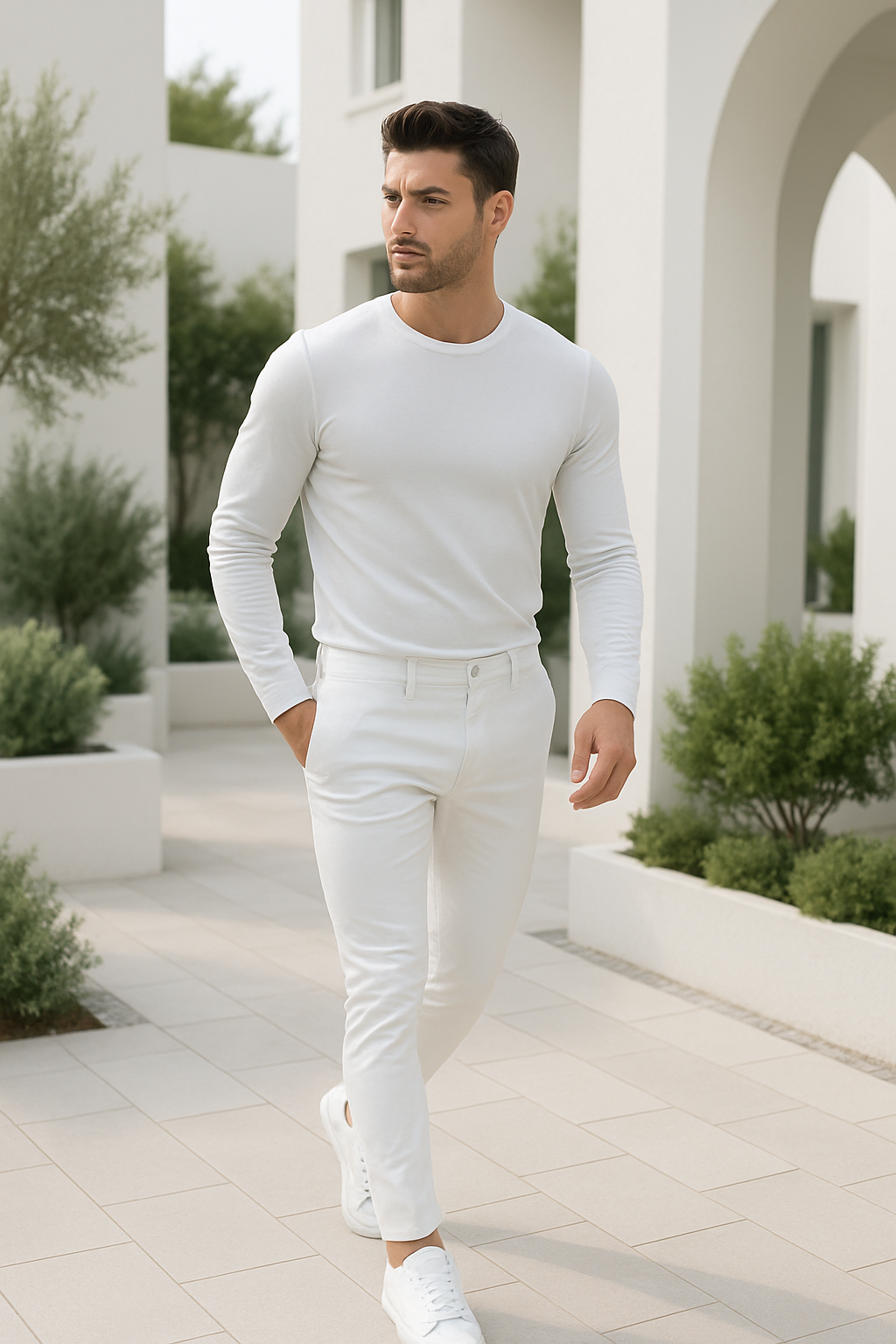 Mannen Skinny Jeans Wit Broek Slim Fit