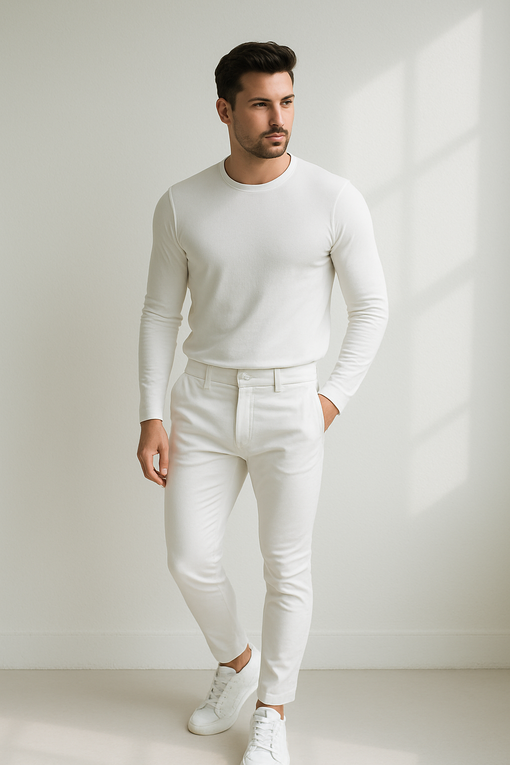 Mannen Skinny Jeans Wit Broek Slim Fit - StudioMarella