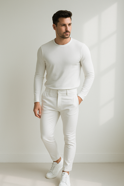 Mannen Skinny Jeans Wit Broek Slim Fit - StudioMarella