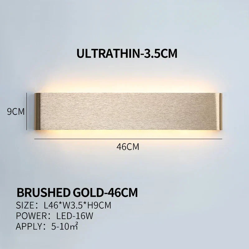 Ultra-dunne design wandlamp APHRODITE — moderne aluminium LED-wandverlichting met acryl kap