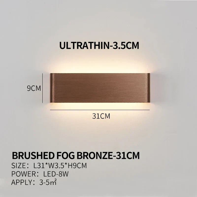Ultra-dunne design wandlamp APHRODITE — moderne aluminium LED-wandverlichting met acryl kap